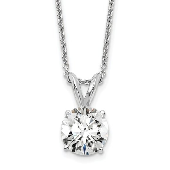 14k Yellow or White Gold Round Lab Grown Diamond Solitaire Necklace, 1 ctw. - Picture 2 of 6